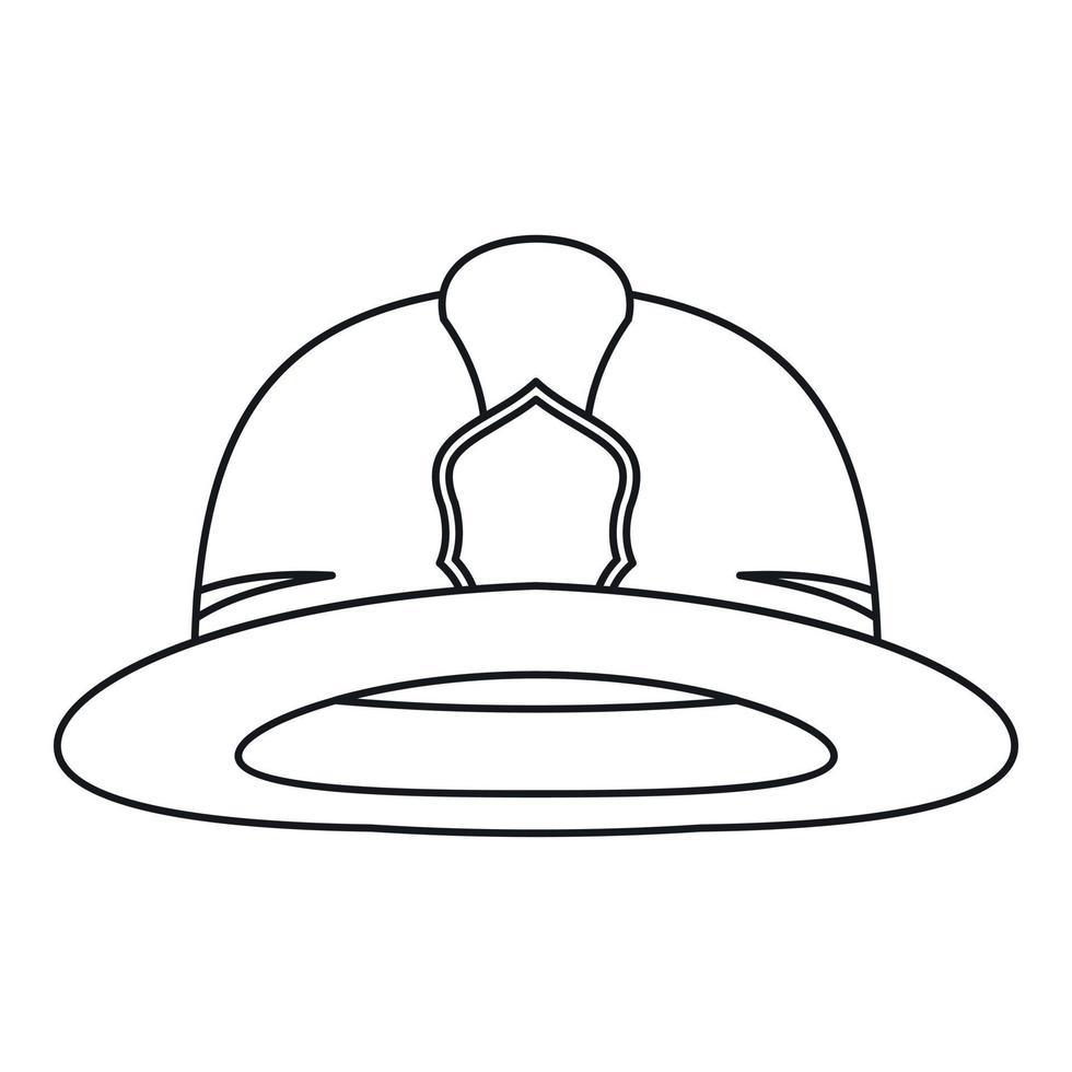 icono de casco de bombero, estilo de esquema vector