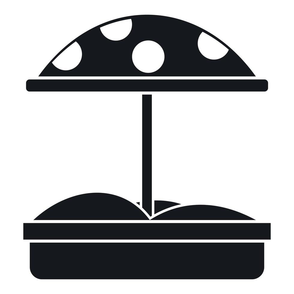 Sandbox with dotted umbrella icon, simple style vector