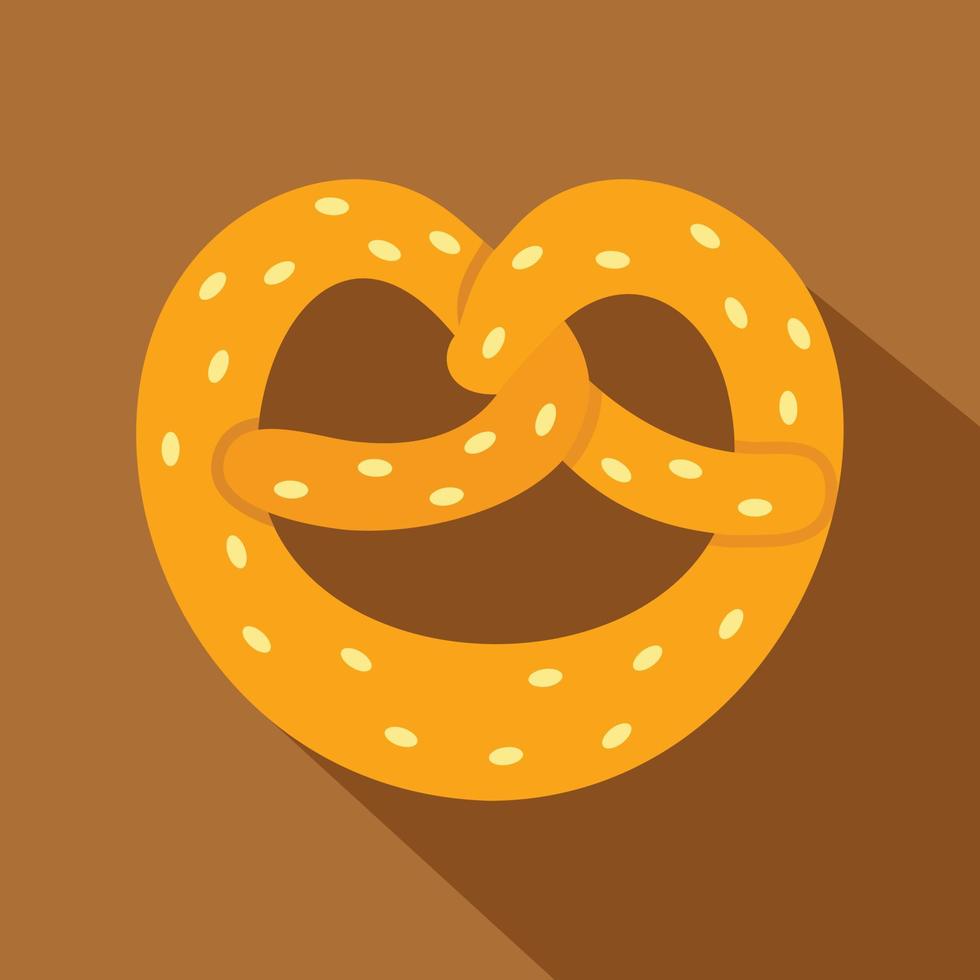 icono de pretzel, estilo plano vector
