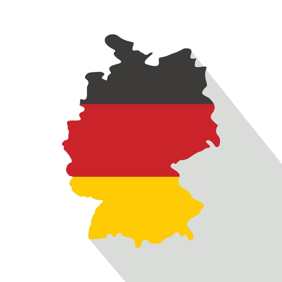 Germany map with national flag icon, flat style vector