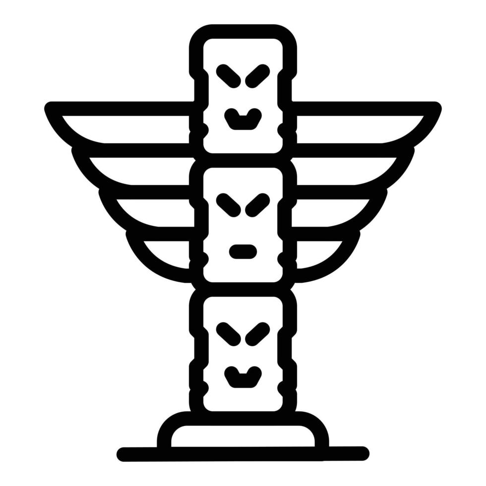 Alaska wood statue icon outline vector. Winter arctic vector