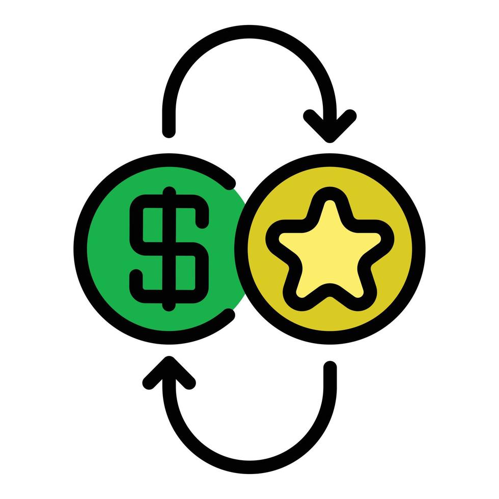Bonus convert coin icon color outline vector
