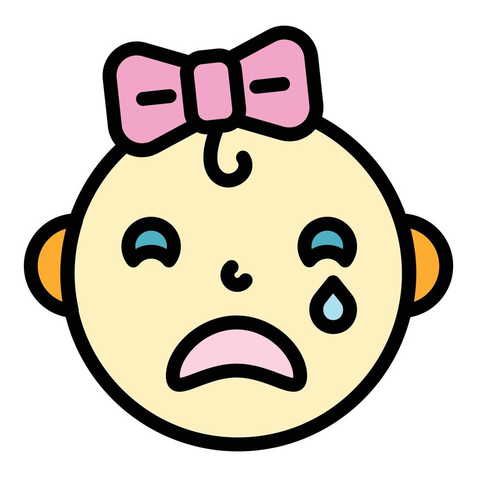 Crying baby girl icon color outline vector