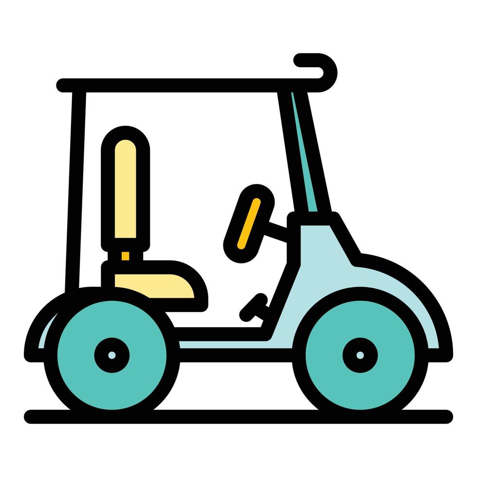 vector de contorno de color de icono de carrito de golf de conducción
