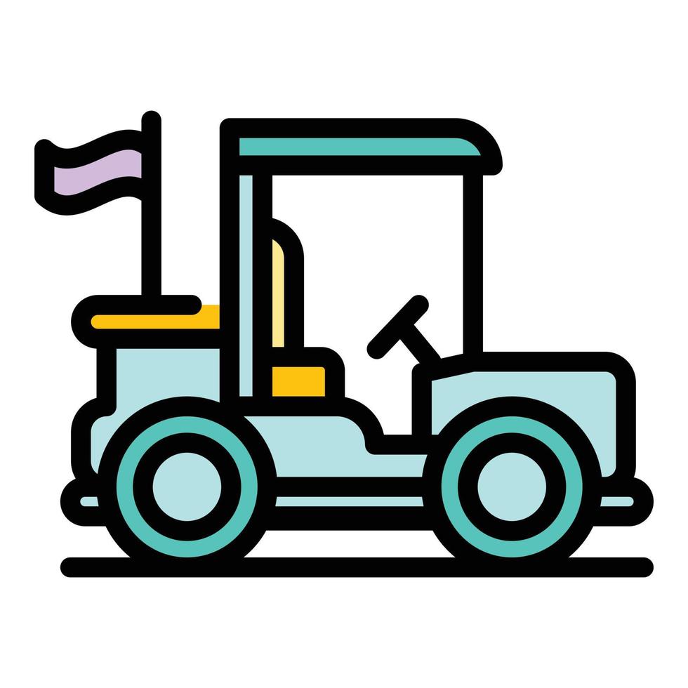 vector de contorno de color de icono de coche de golfista