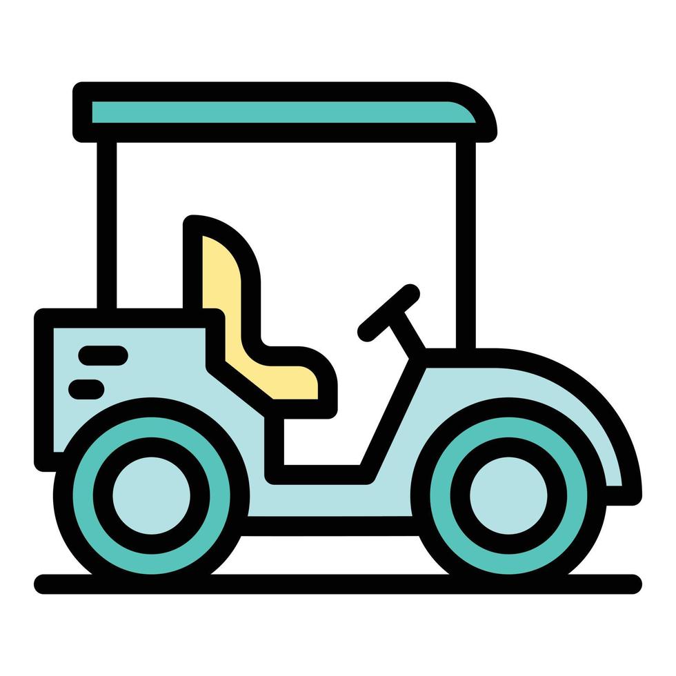 vector de contorno de color de icono de carrito de golf grande