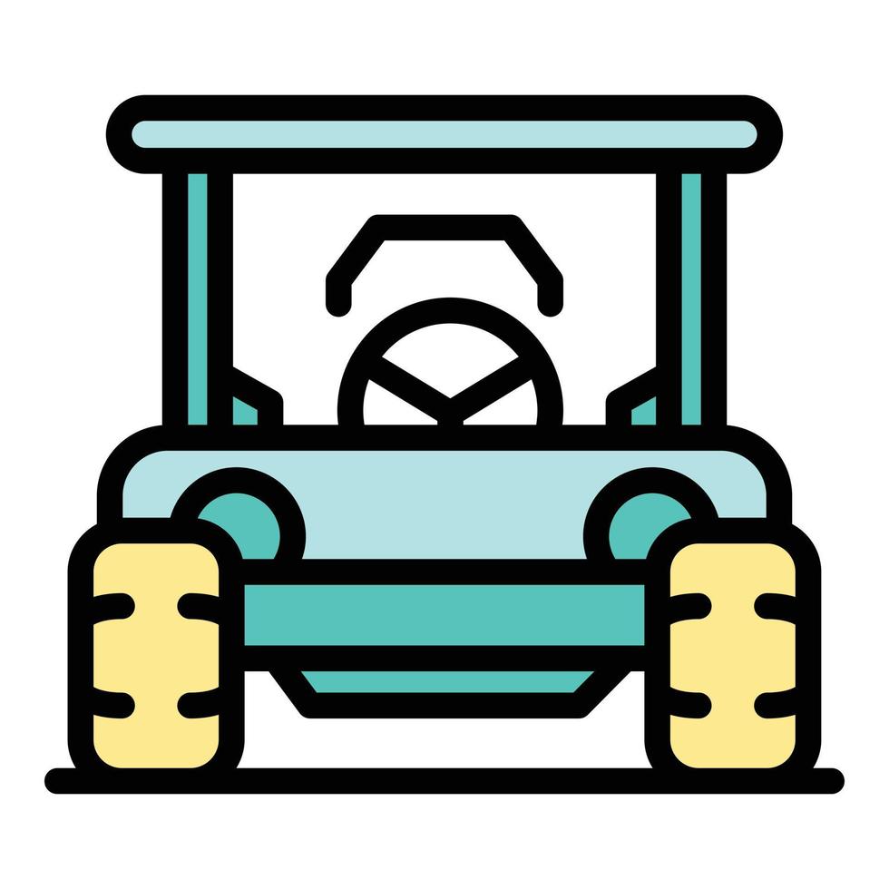 vector de contorno de color de icono de carrito de golf ecológico