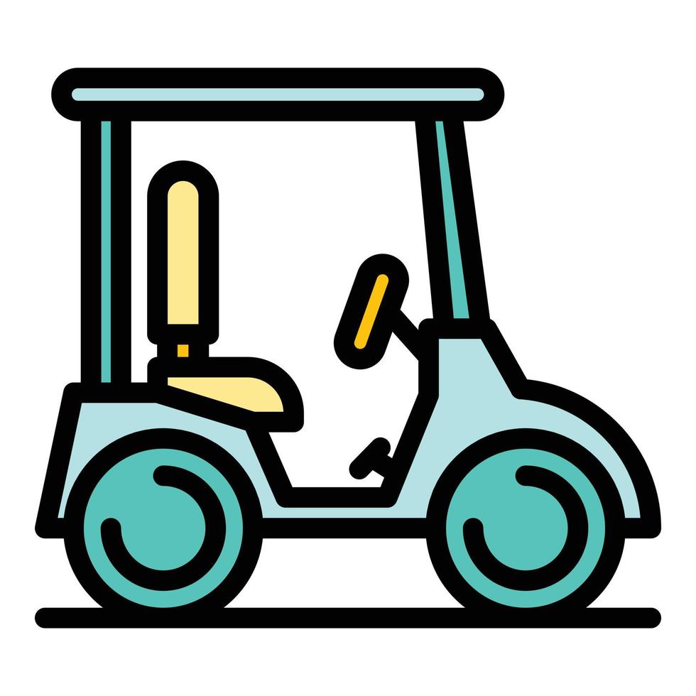 vector de contorno de color de icono de carrito de golf caddy