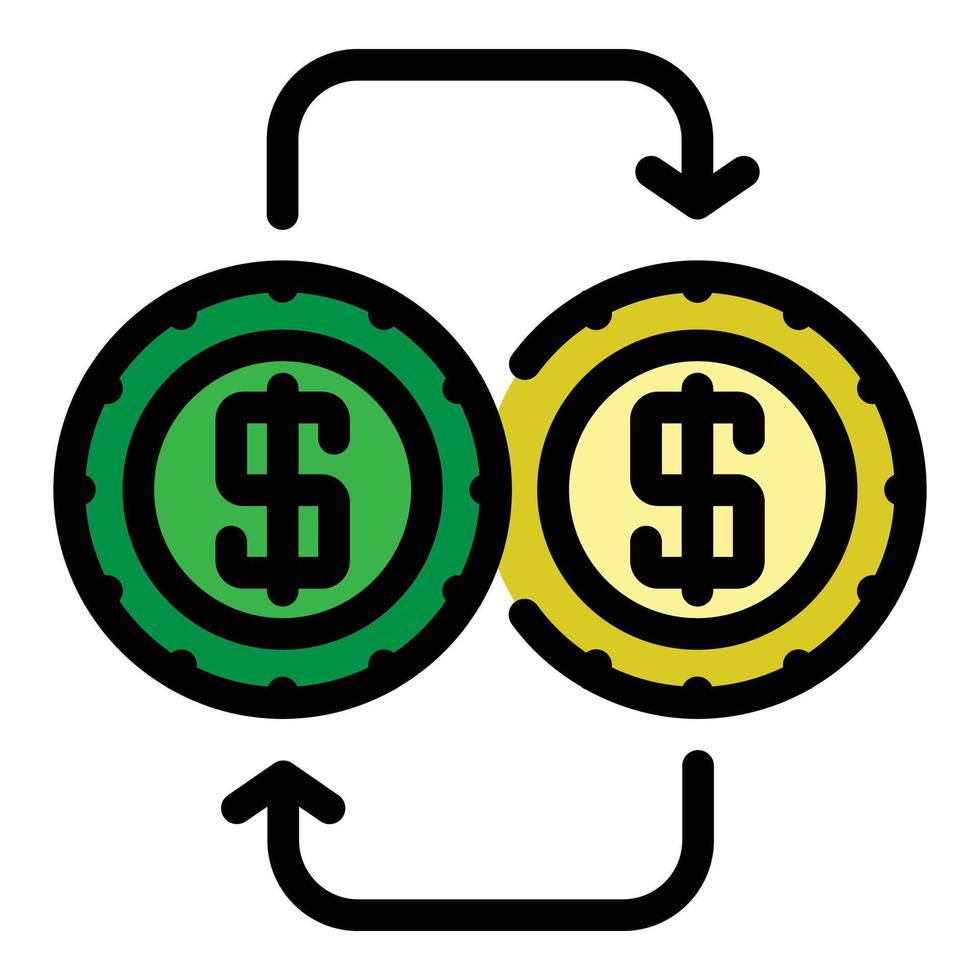 Convert money icon color outline vector