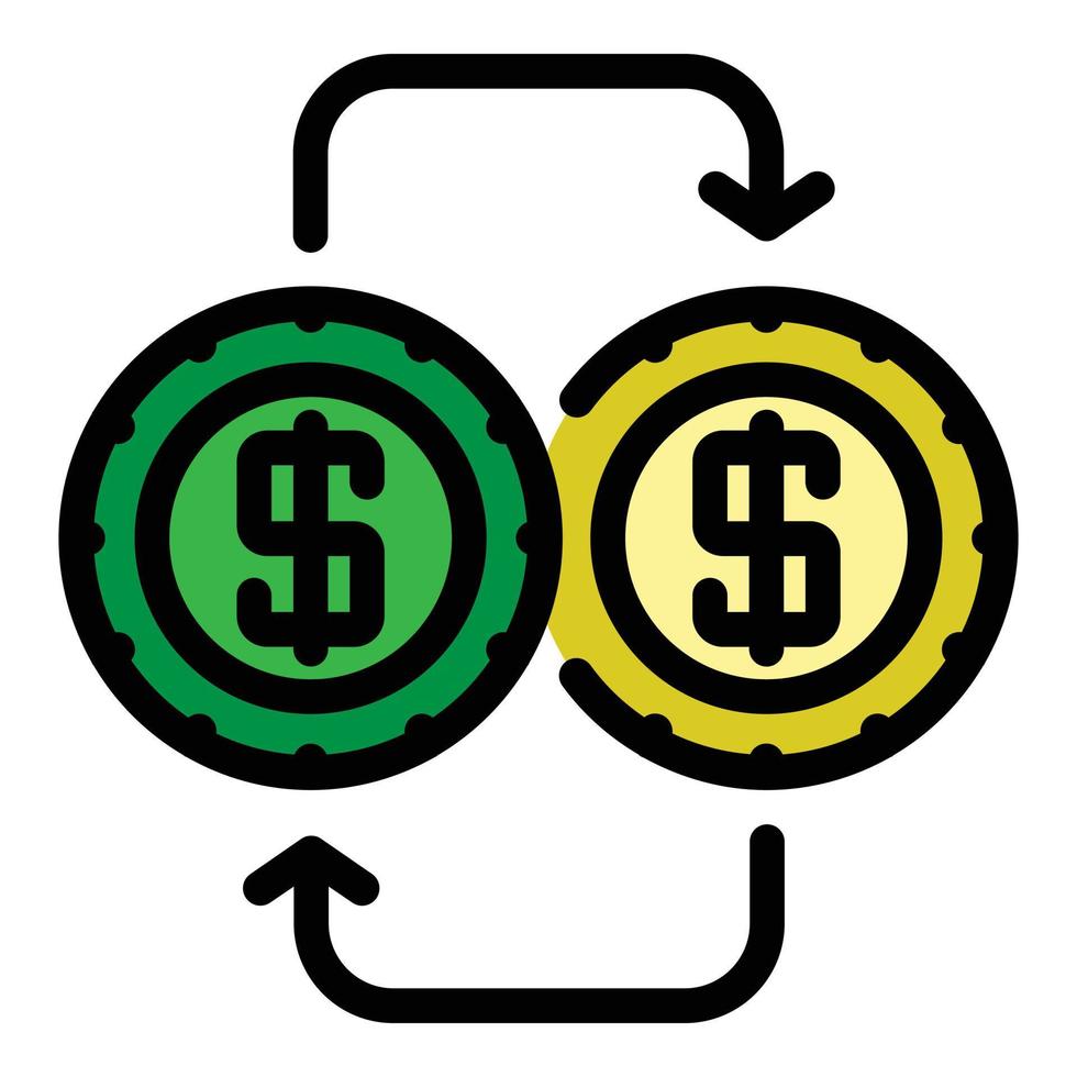 convertir dinero icono color contorno vector