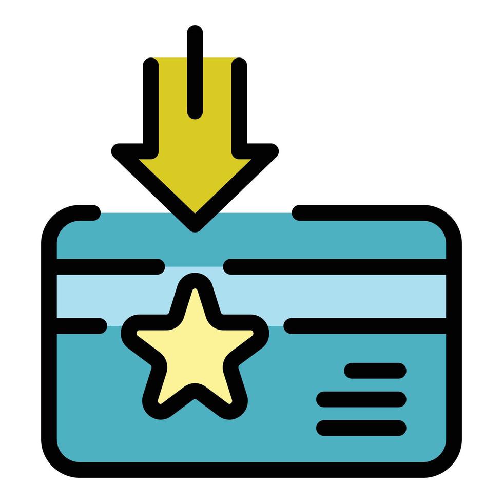 estrella en el vector de esquema de color del icono de la tarjeta de crédito