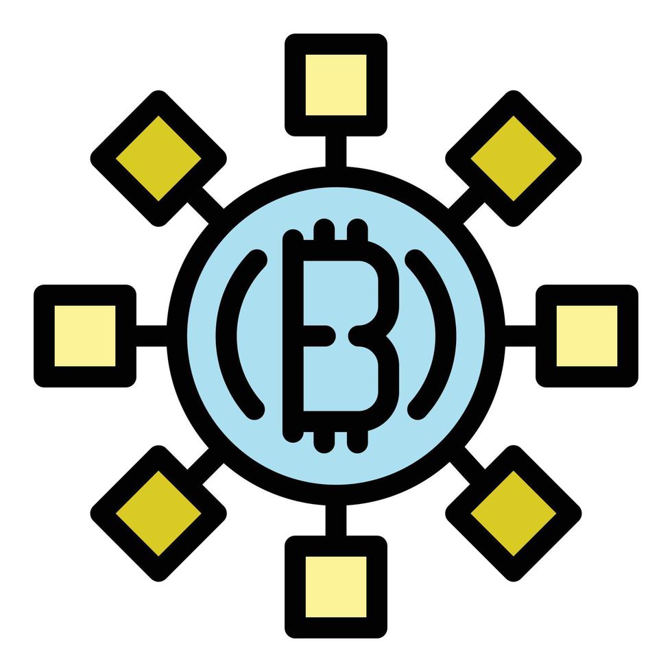 Bitcoin interest icon color outline vector
