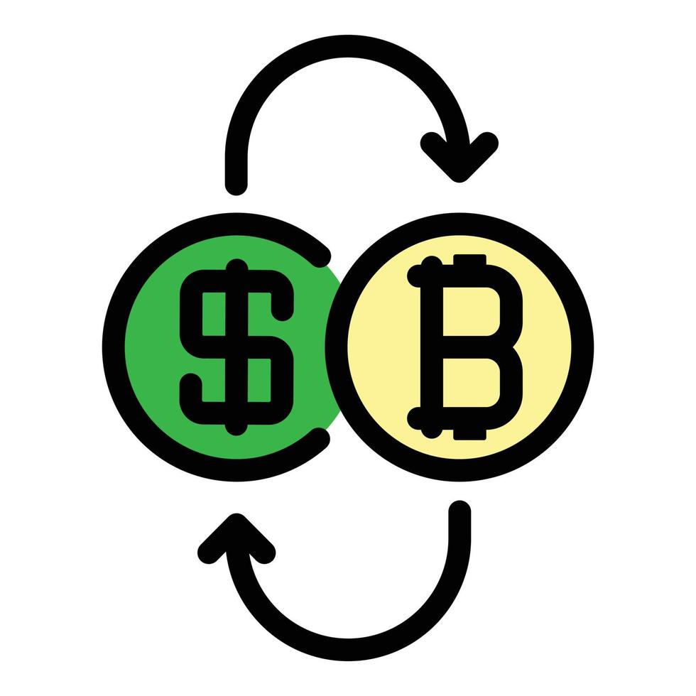 Exchange bitcoin dollar icon color outline vector