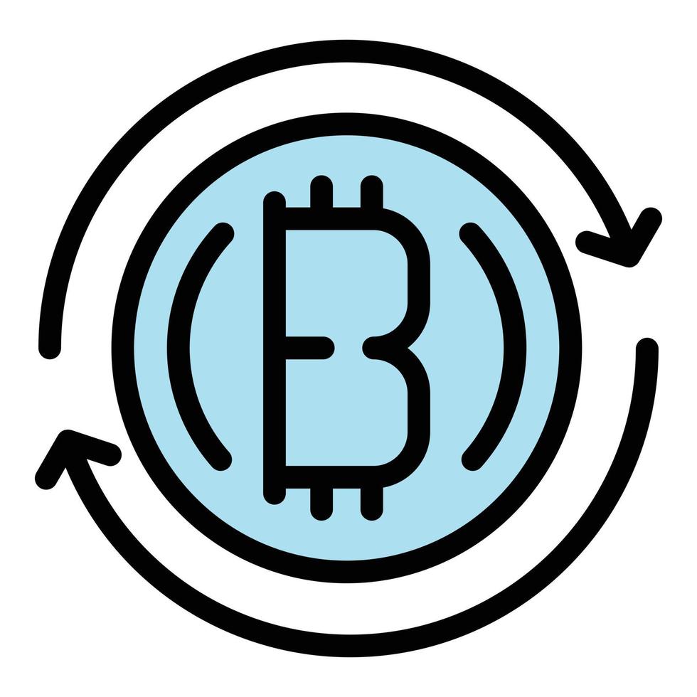 Bitcoin currency icon color outline vector