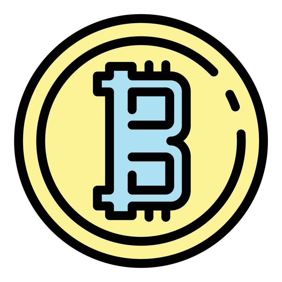 Crypto bitcoin icon color outline vector