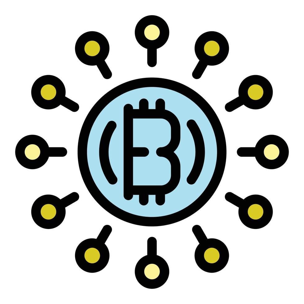 Bitcoin network icon color outline vector