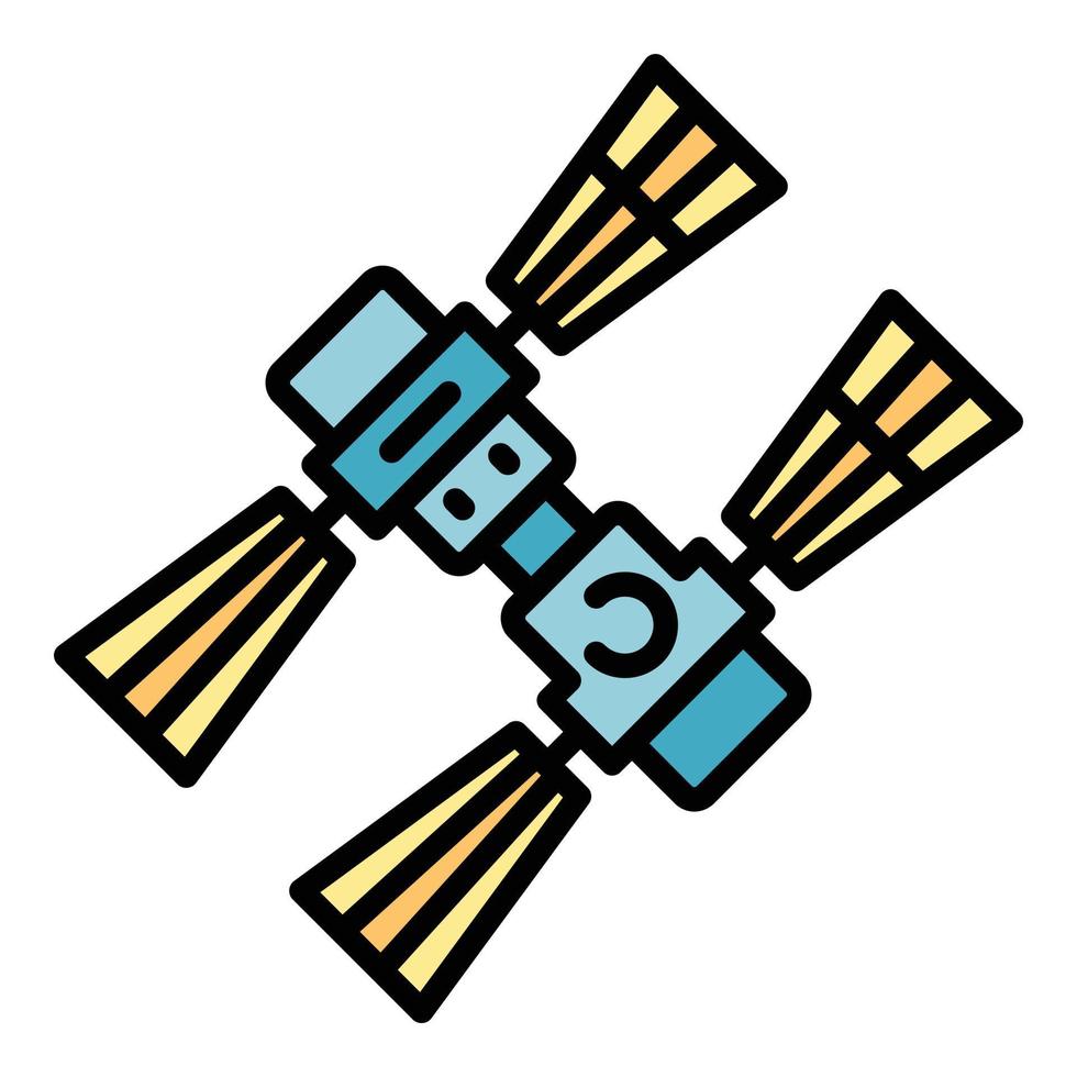 Orbit space station icon color outline vector