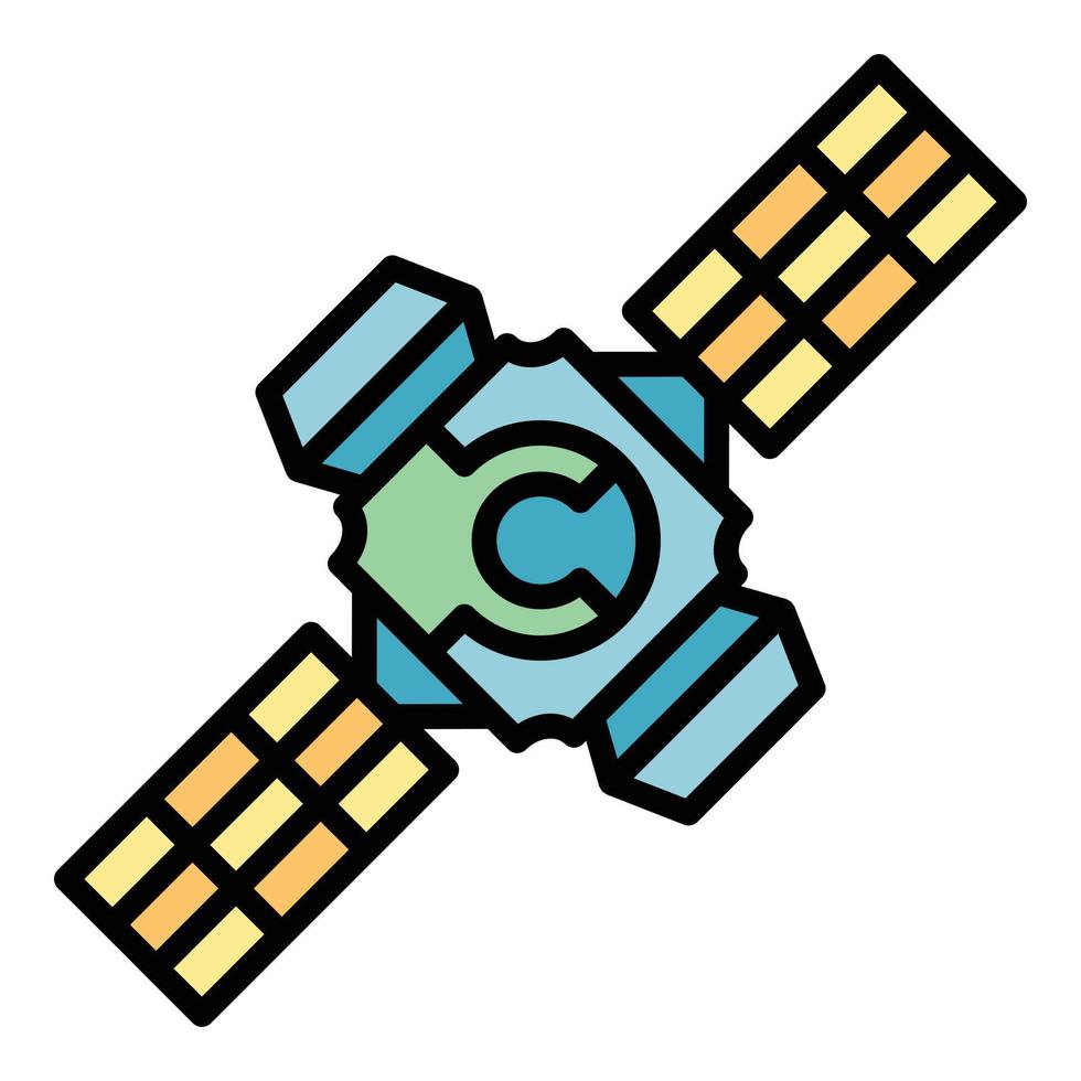 Space station system icon color outline vector