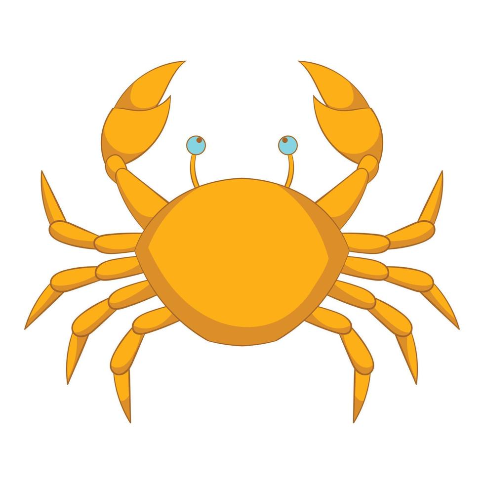 Yellow crab icon, cartoon style vector