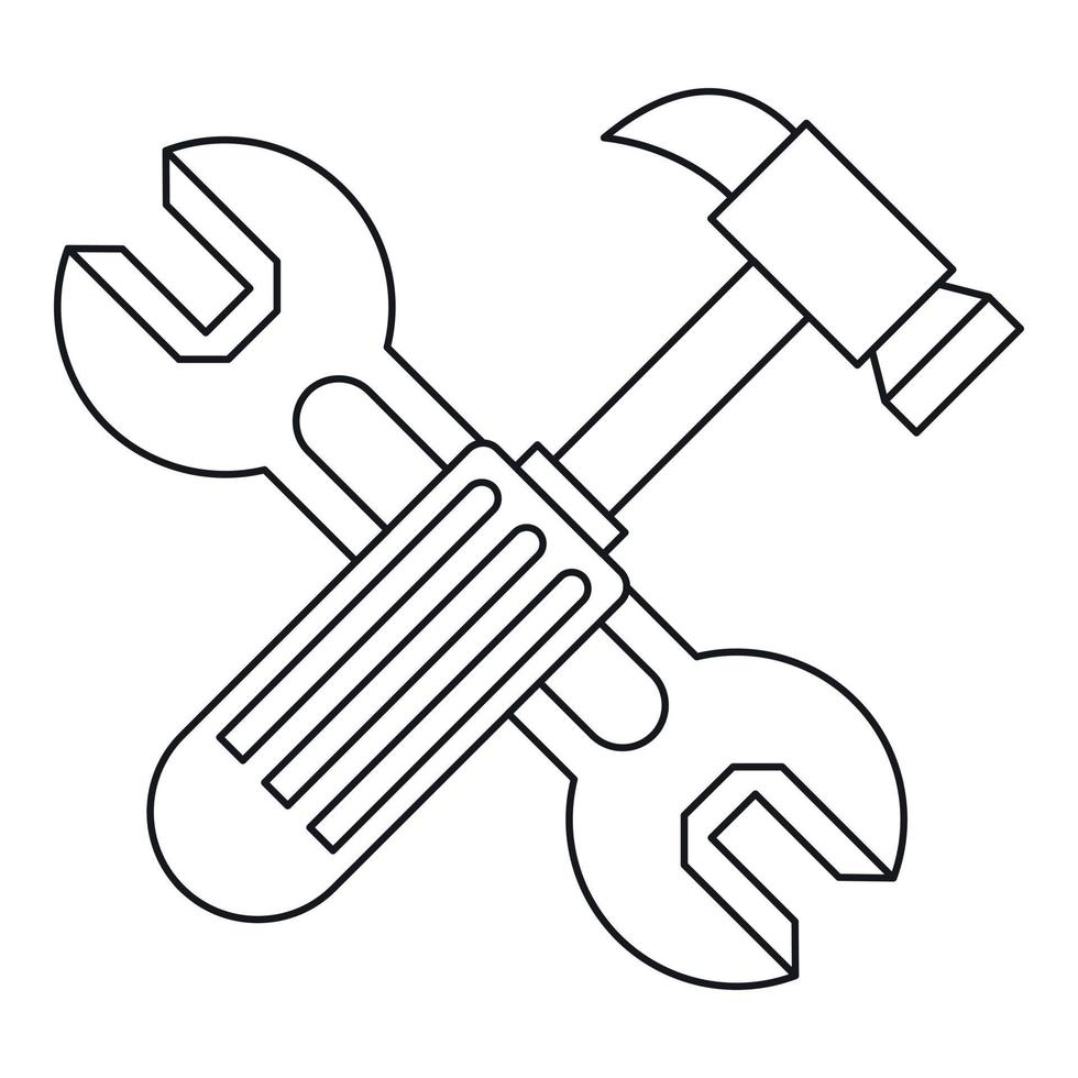 Hammer and wrench icon, outline style 15075300 Vector Art at Vecteezy