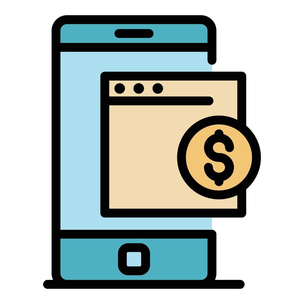 Phone browser icon color outline vector
