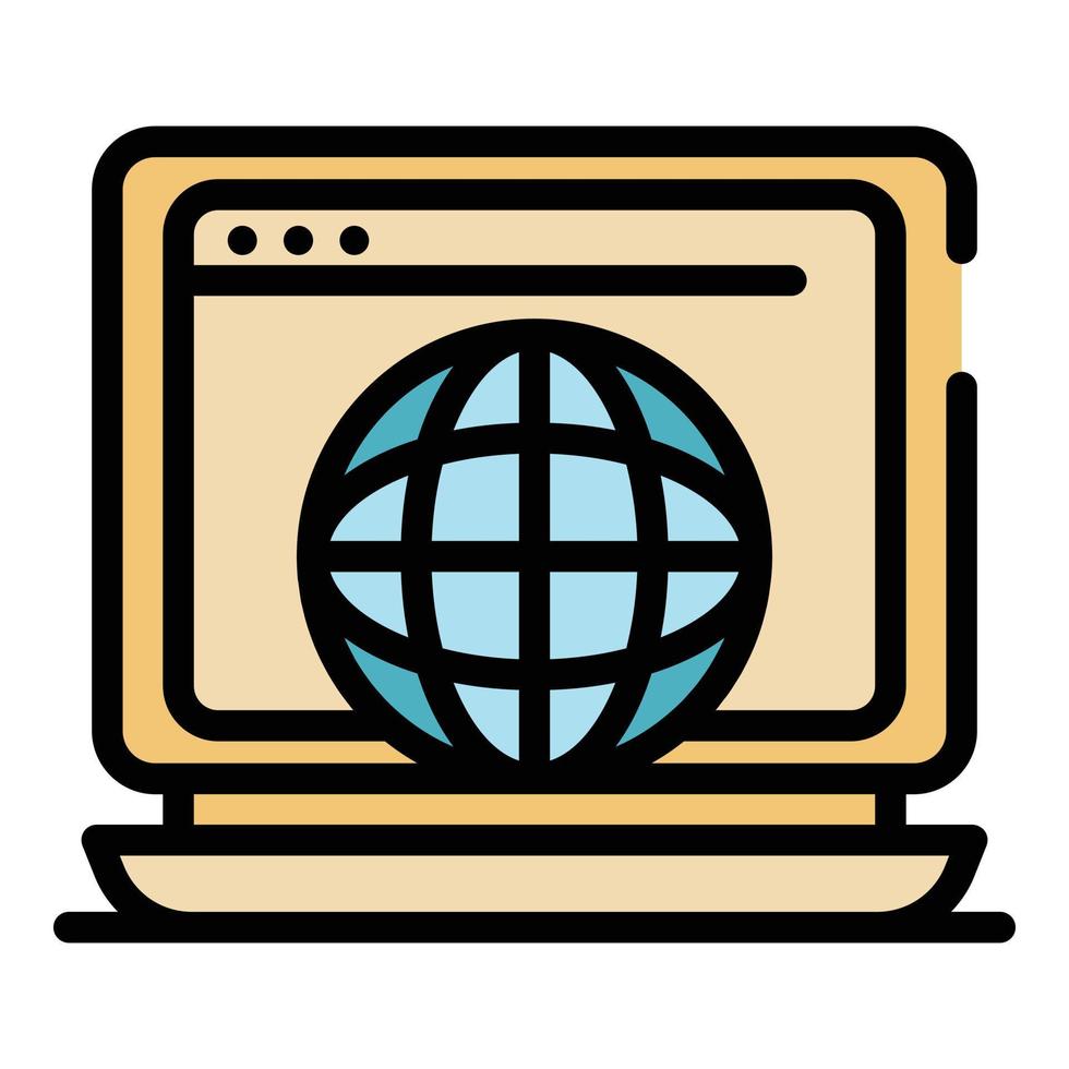 Computer browser icon color outline vector