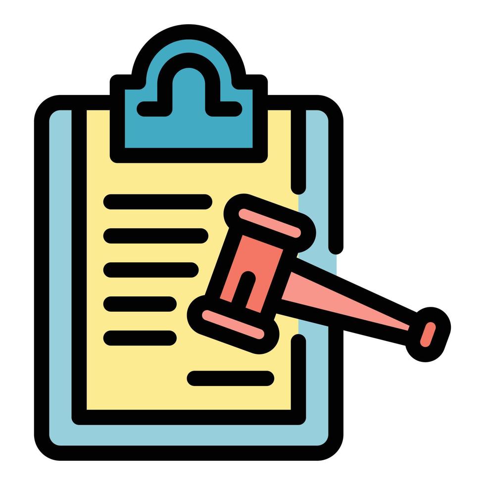 Certificate gavel approved icon color outline vector