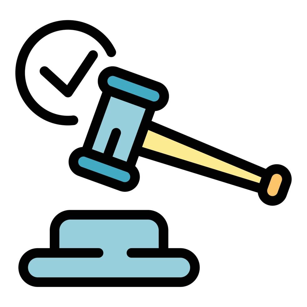 Certificate approved gavel icon color outline vector