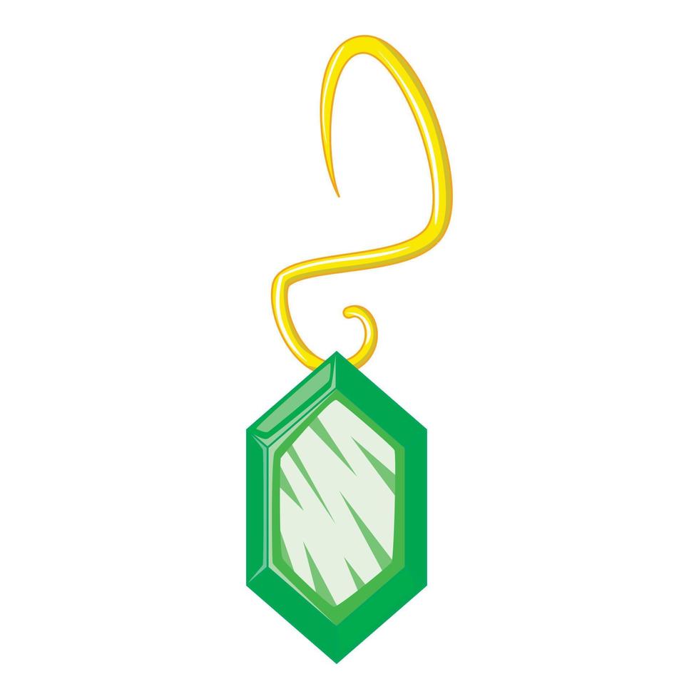Green earring icon, cartoon style vector