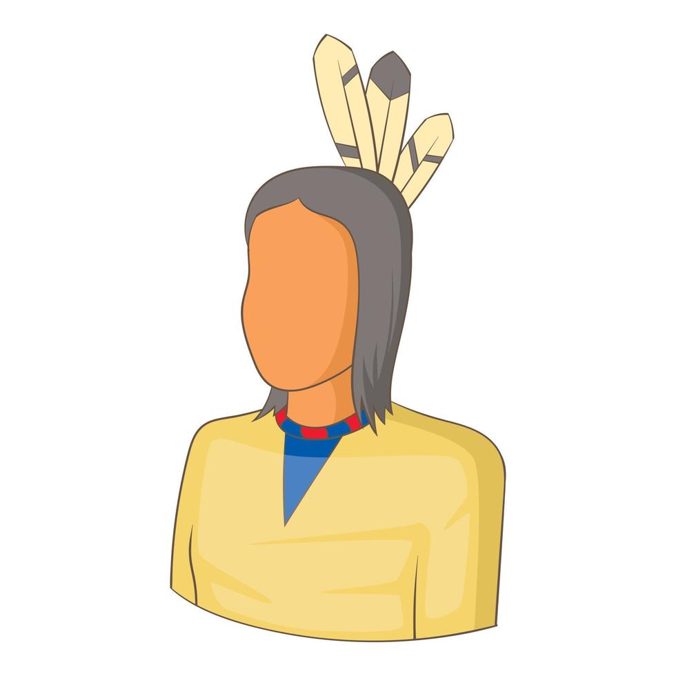 Native Indian man icon, cartoon style vector