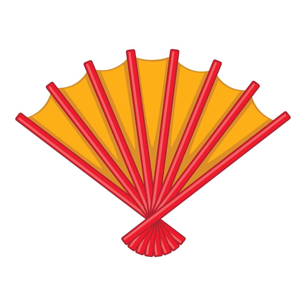 Japanese folding fan icon, cartoon style vector