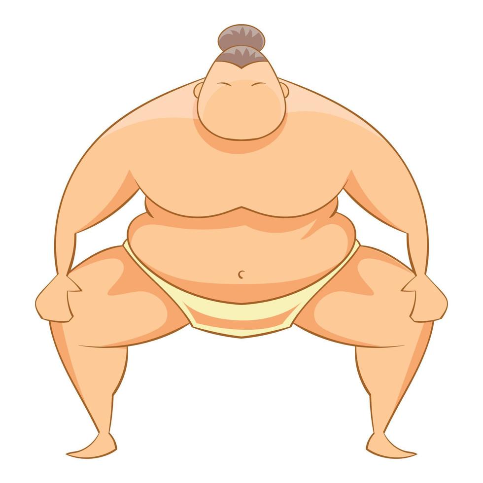 Sumo wrestler icon, cartoon style vector