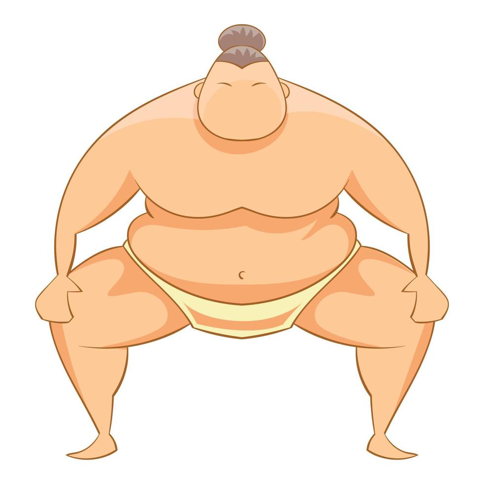 Sumo wrestler icon, cartoon style vector