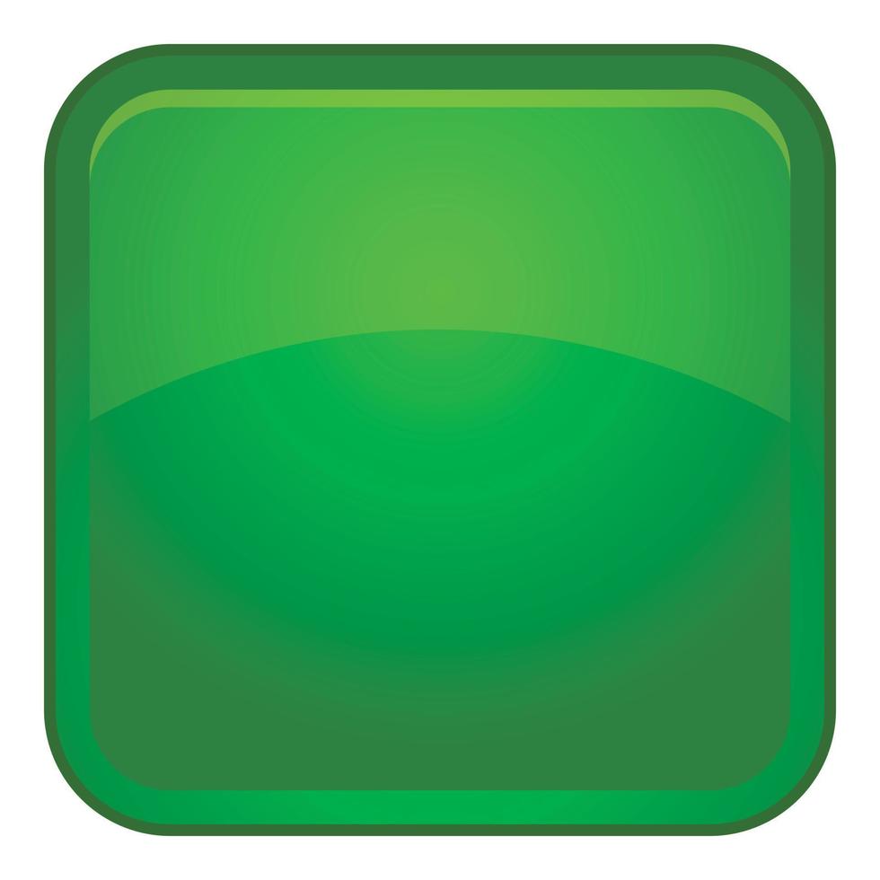 icono de botón verde, estilo de dibujos animados vector