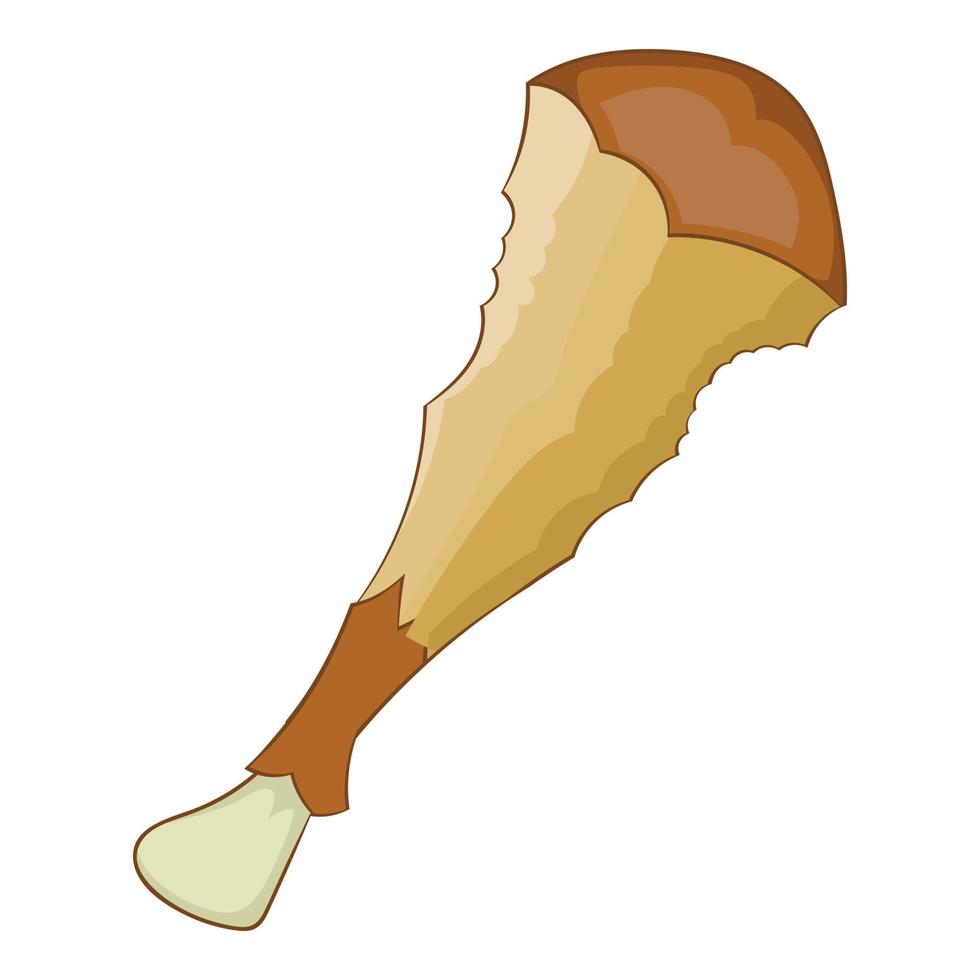 Eaten chicken drumstick bone icon, cartoon style vector