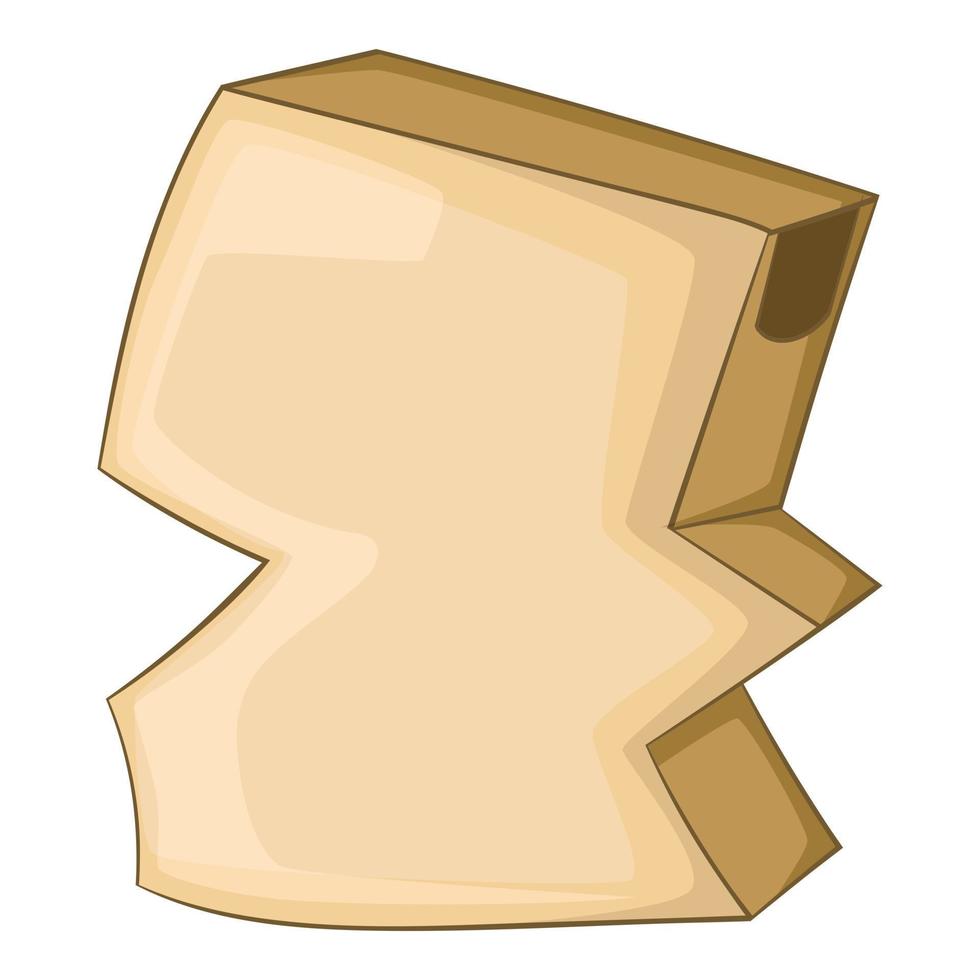 Crumpled empty cardboard box icon, cartoon style vector