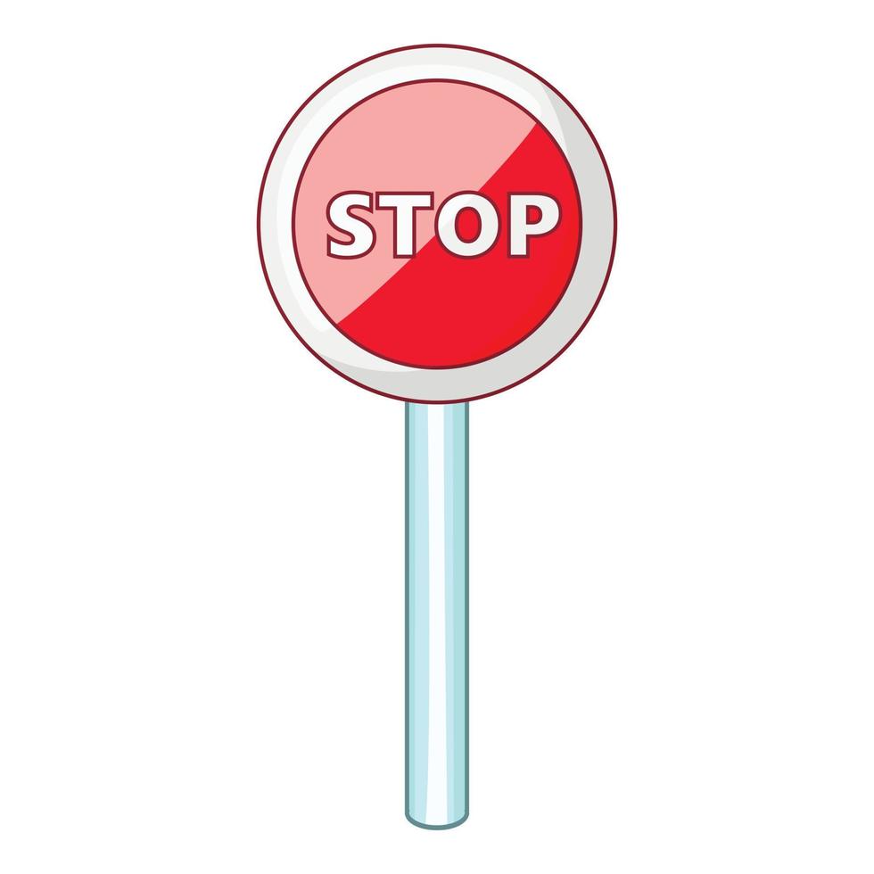 Red stop sign icon, cartoon style vector