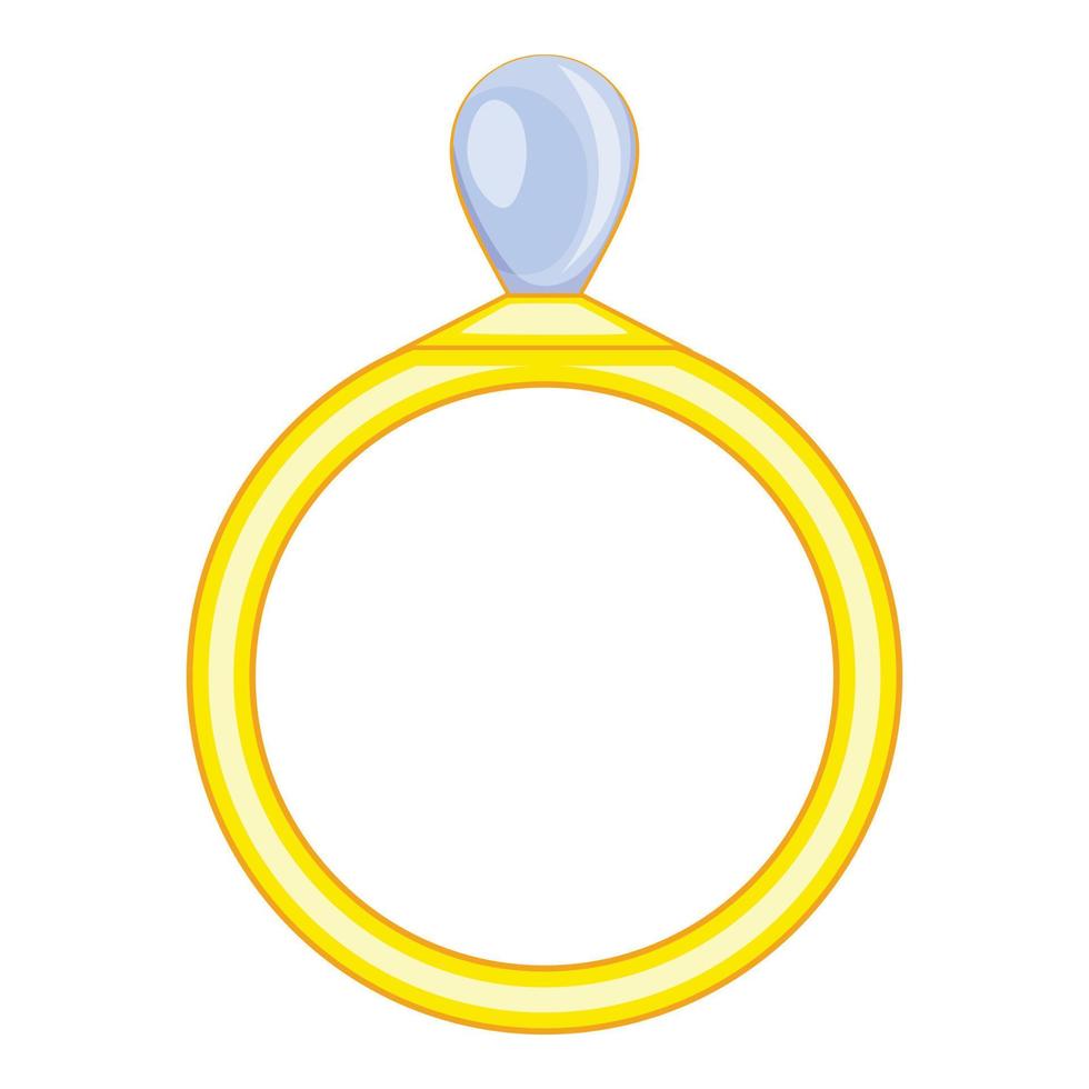 Ring with white pearl icon, cartoon style vector
