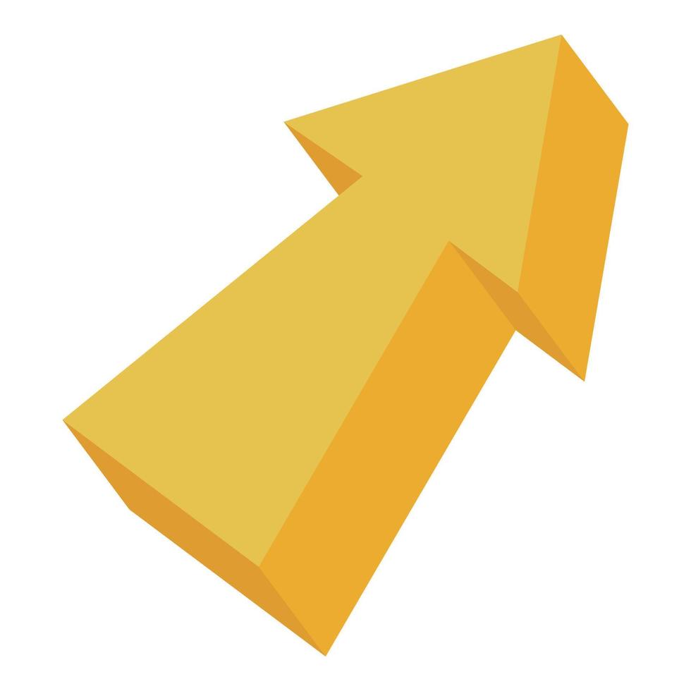 Yellow arrow icon, cartoon style vector