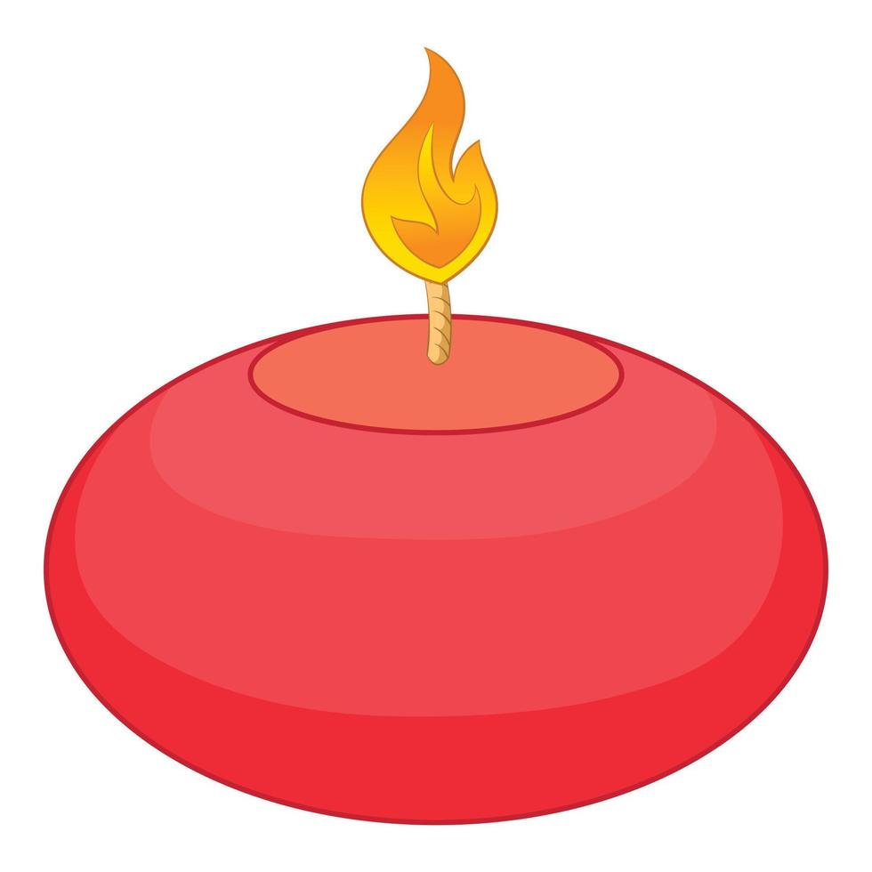 Red candle icon, cartoon style vector