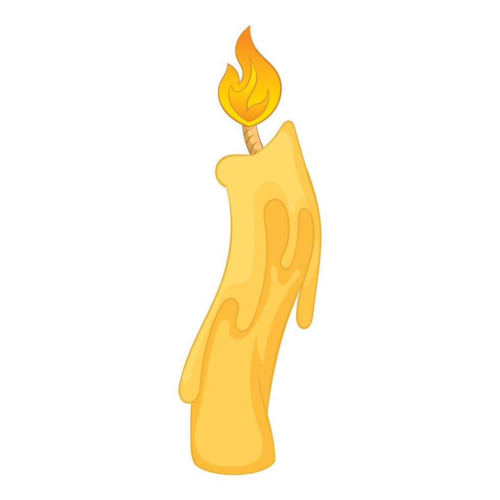 Candle with dripping wax icon, cartoon style vector