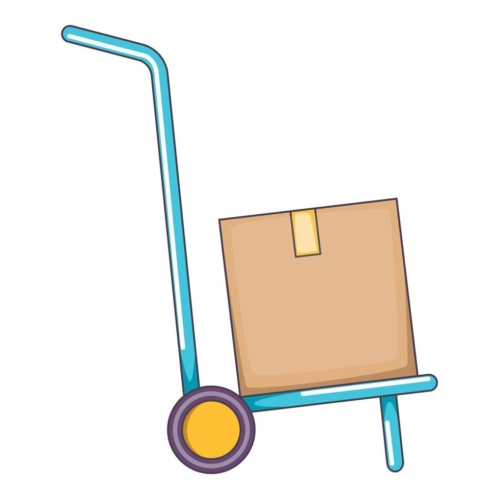 Warehouse trolley icon, cartoon style vector