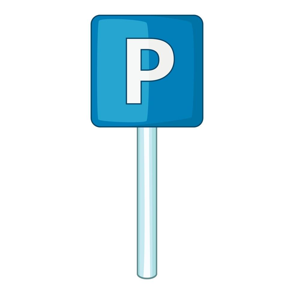 Parking sign icon, cartoon style vector