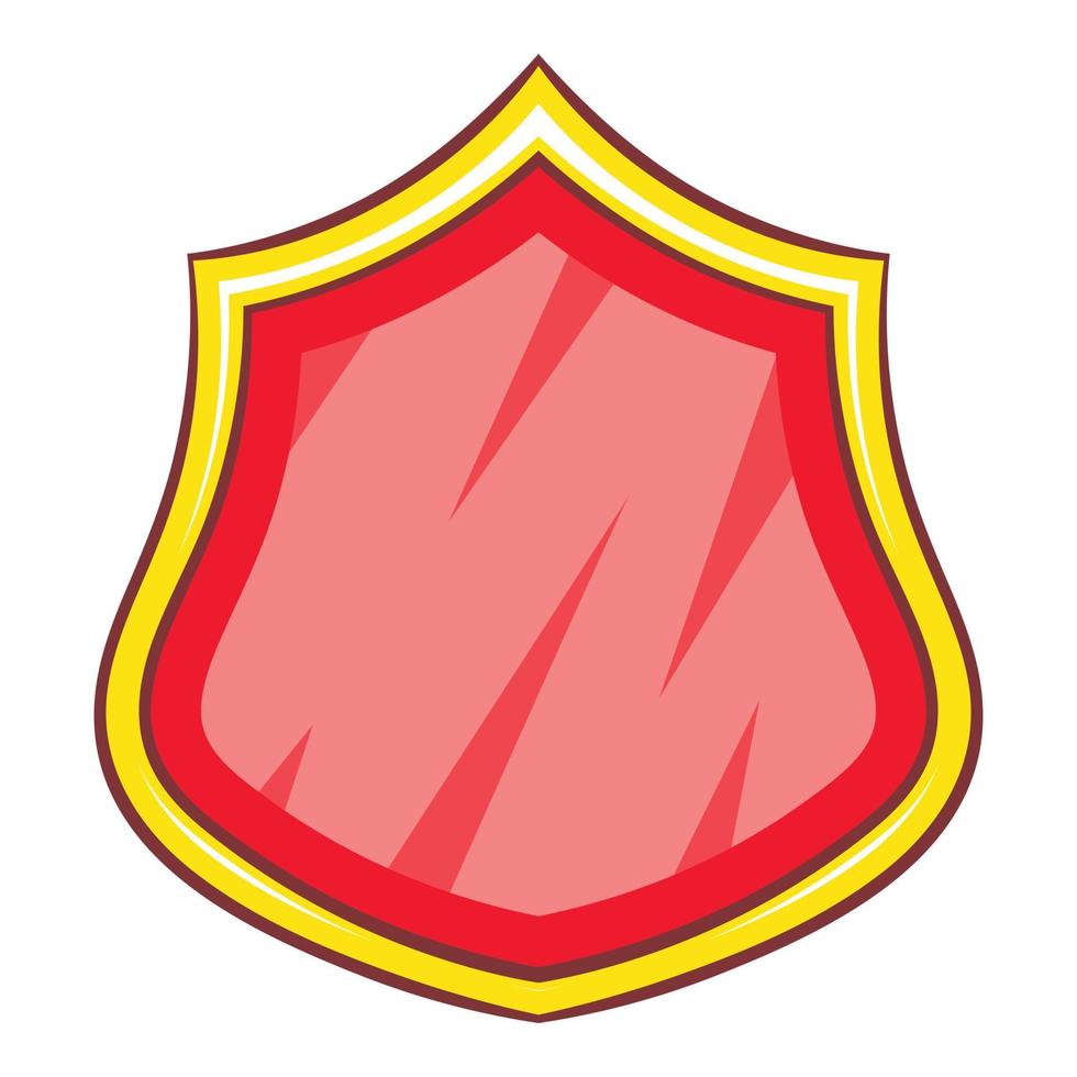Red blank protection shield icon, cartoon style vector