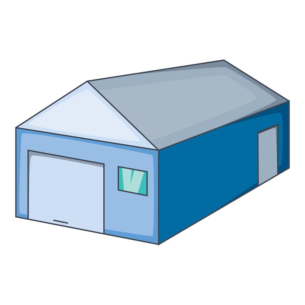 Blue warehouse building icon, cartoon style vector