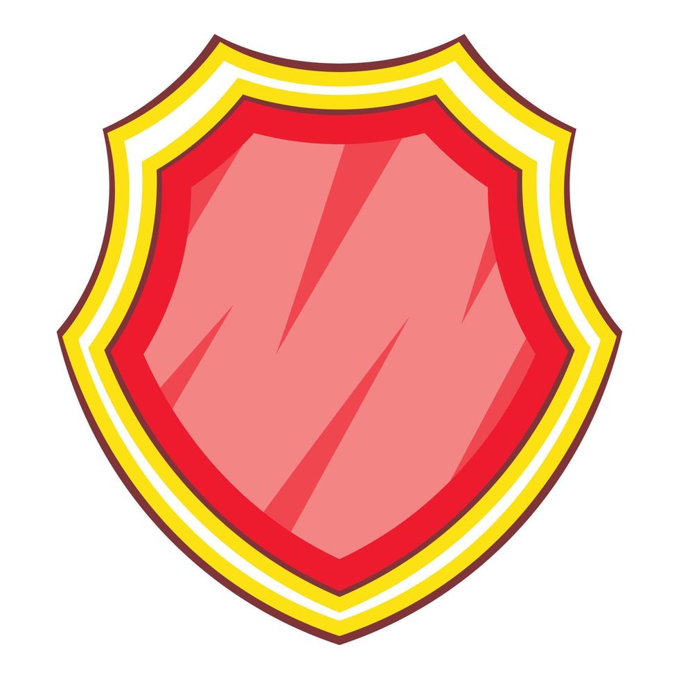 Red protection shield icon, cartoon style vector