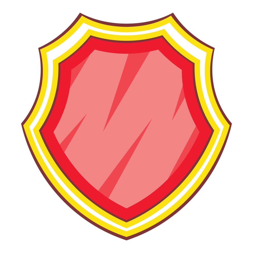 icono de escudo de protección roja, estilo de dibujos animados vector