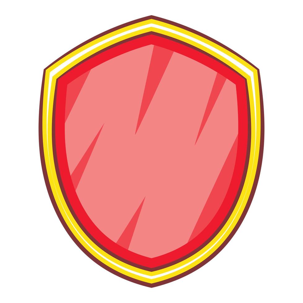 Red blank safety shield icon, cartoon style vector