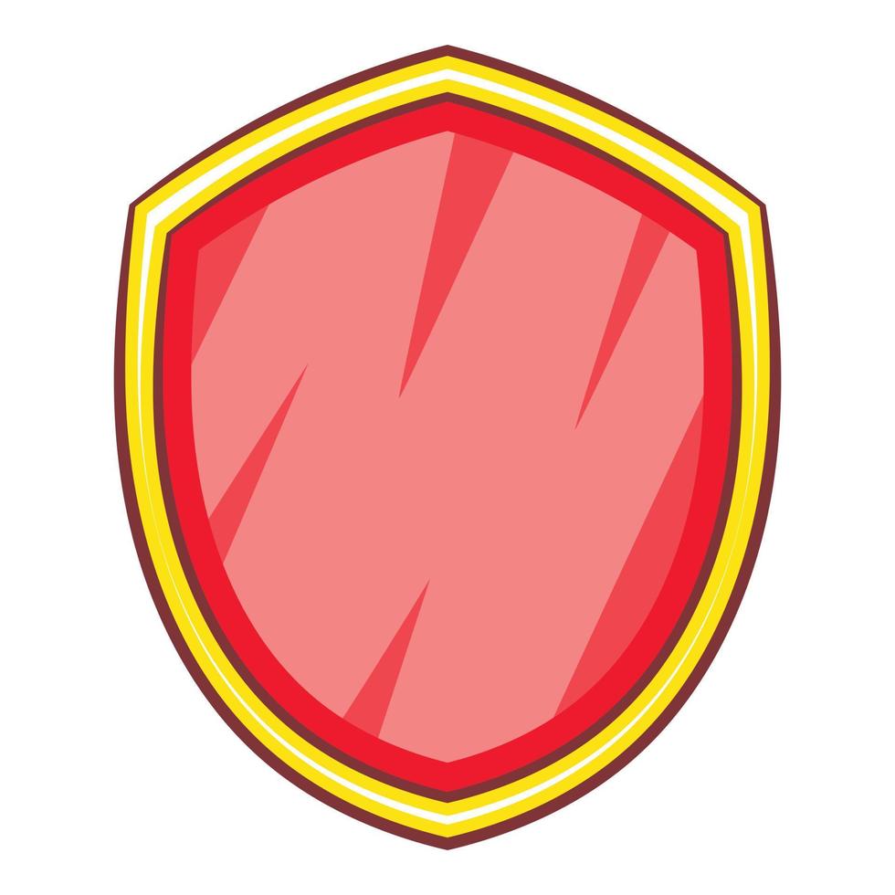 icono de escudo de seguridad en blanco rojo, estilo de dibujos animados vector