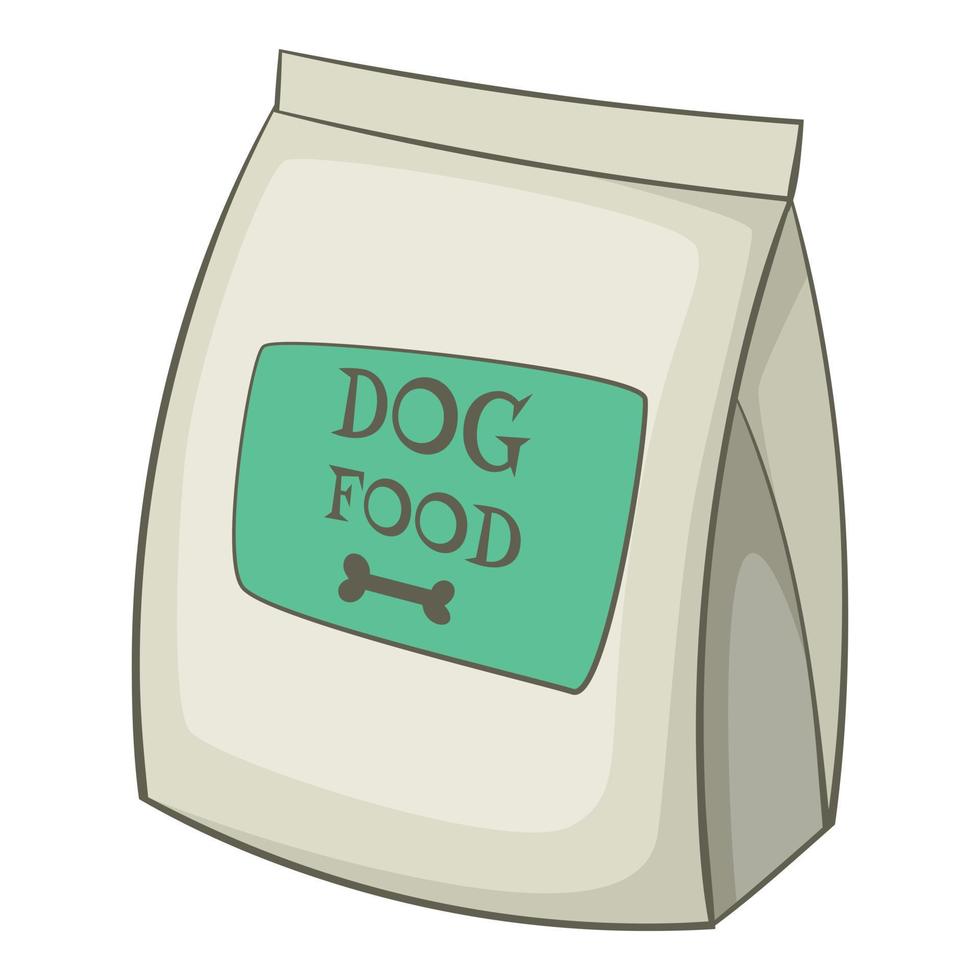 Dog food bag icon, cartoon style vector